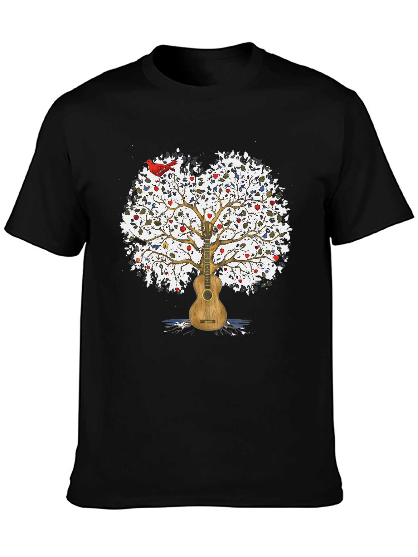 Guitar Tree Mens Black T-Shirt