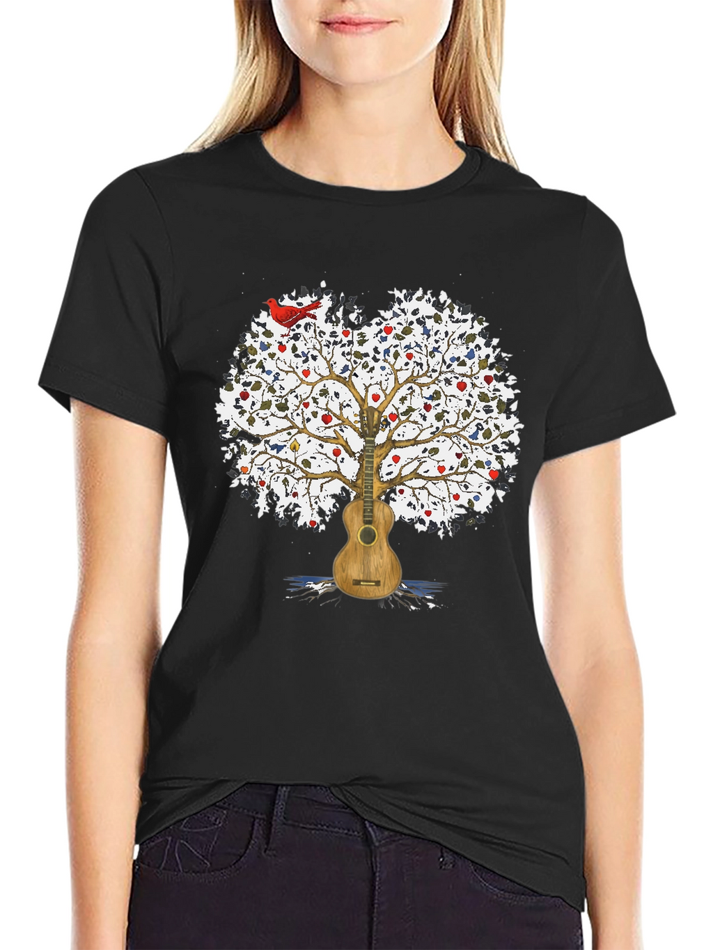 Guitar Tree Mens Black T-Shirt