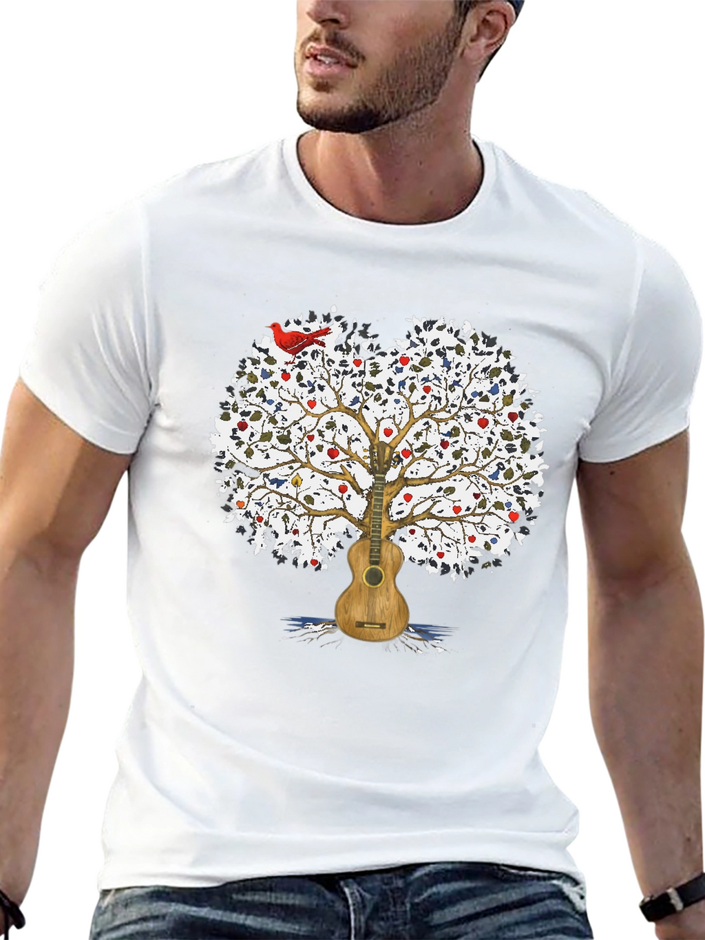 Guitar Tree Mens Black T-Shirt