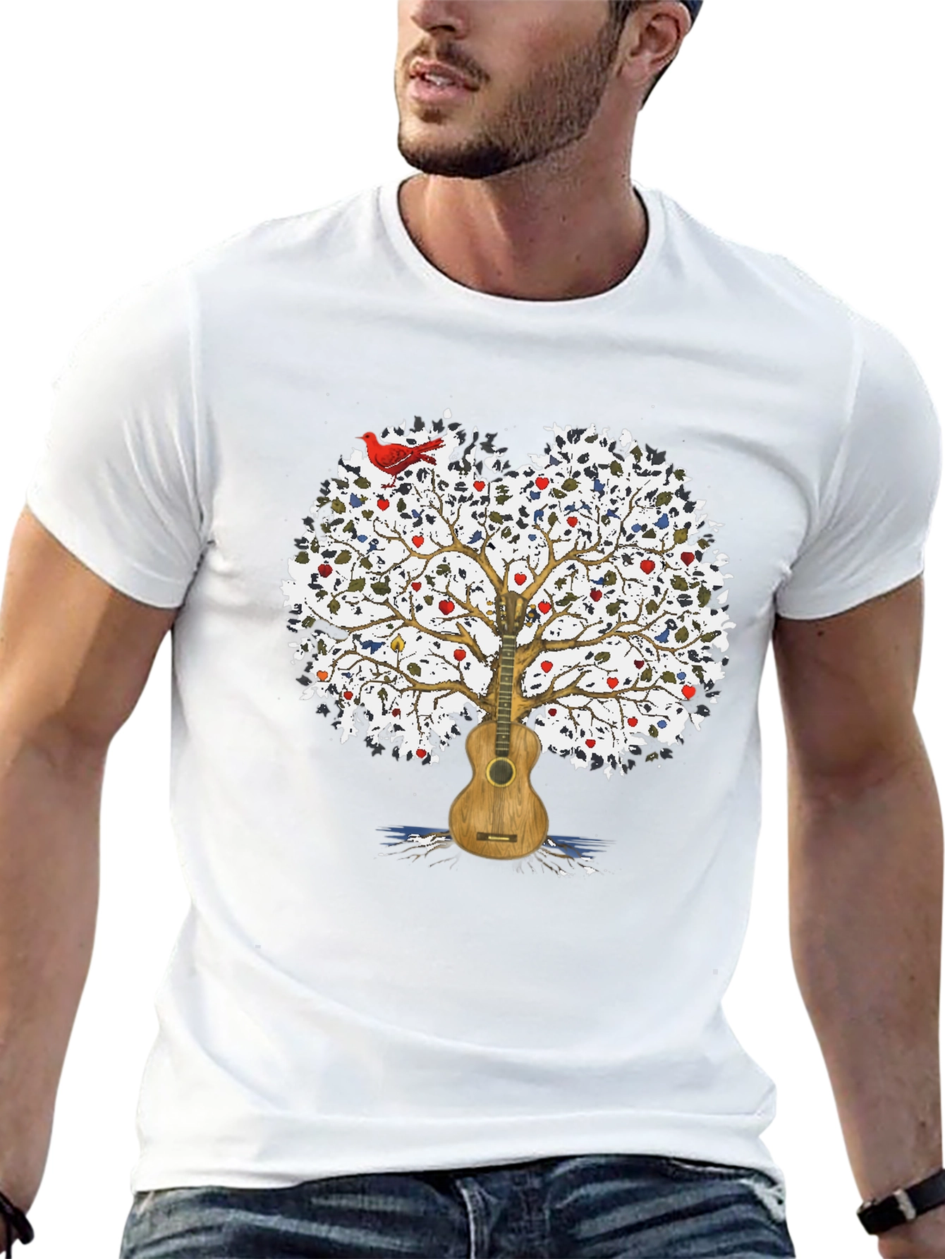 Guitar Tree Mens Black T-Shirt