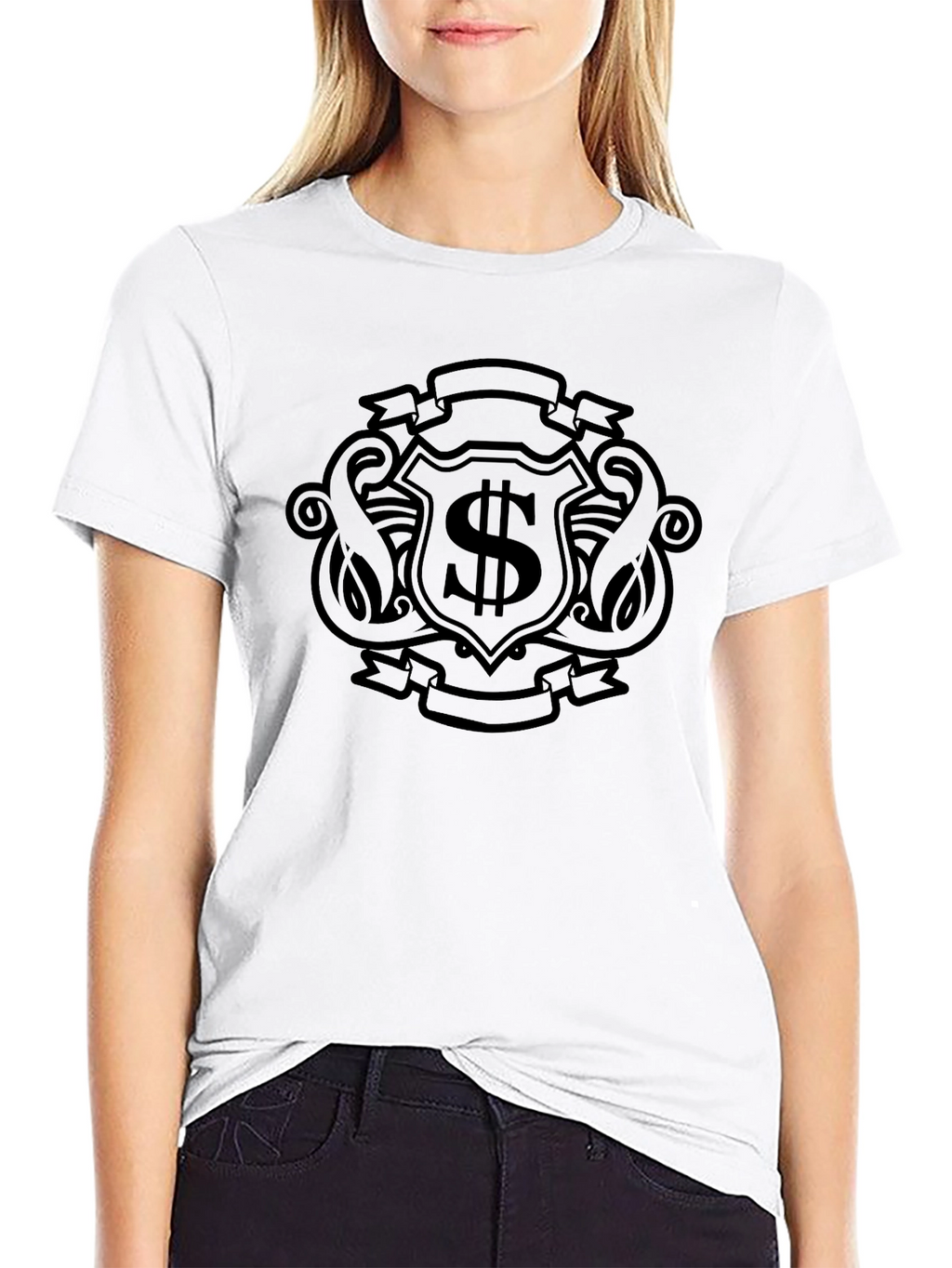 Black Crest Dollar Sign Graphic Tee
