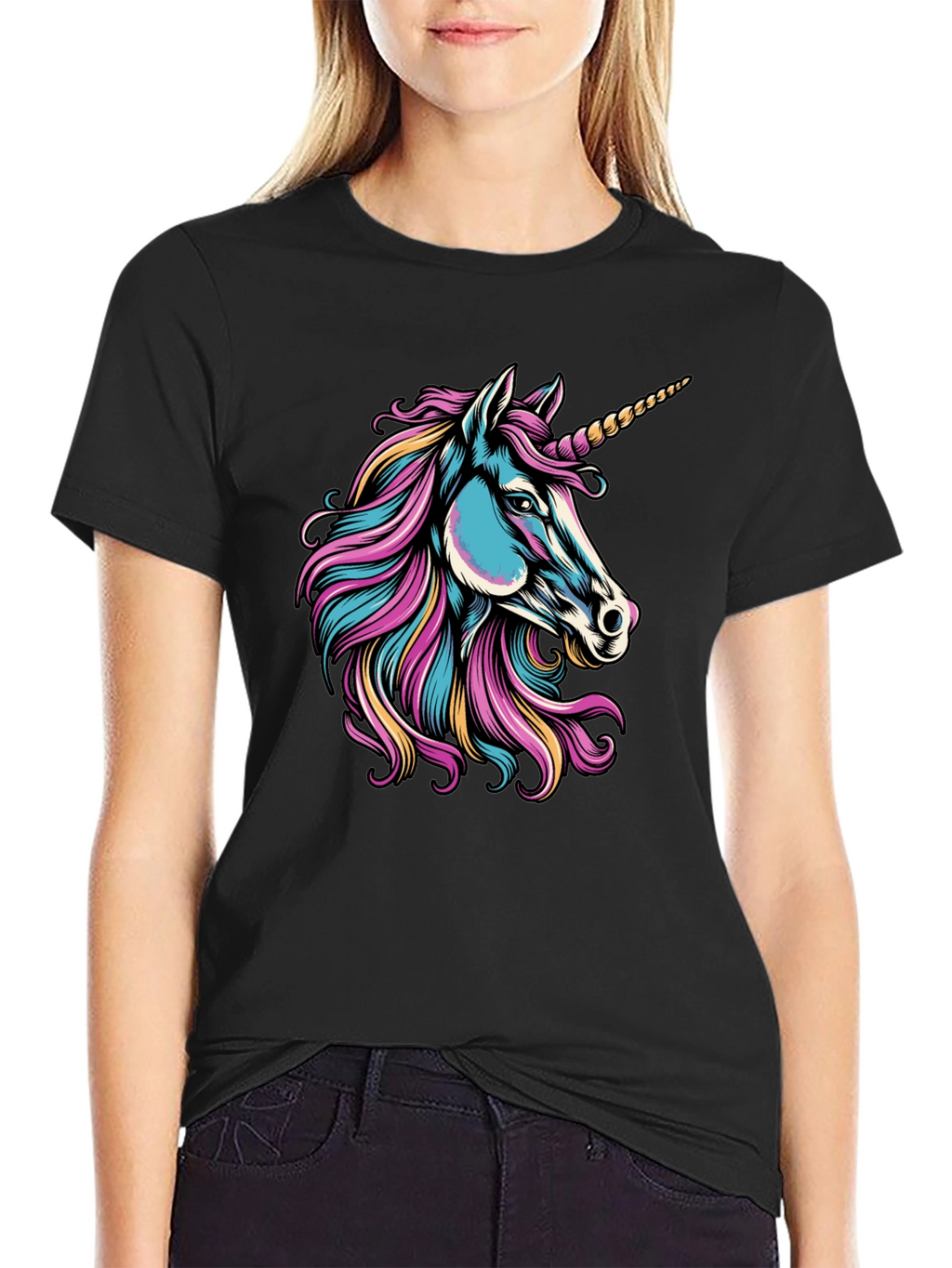 Unicorn Graphic Black T-Shirt