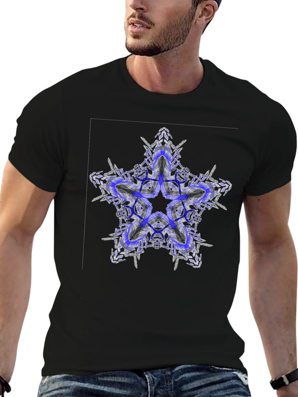 Abstract Star Graphic Tee - Modern Style