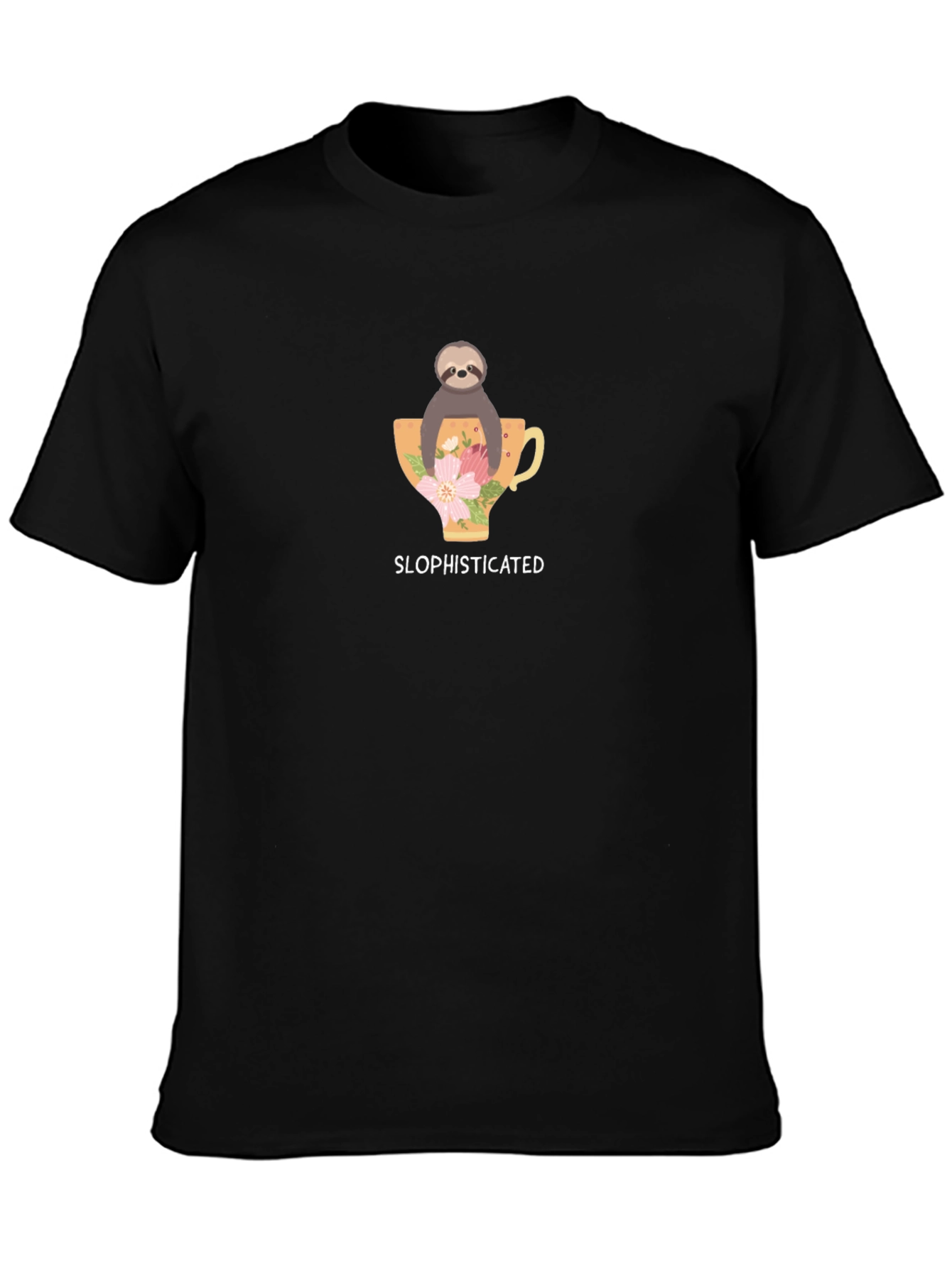 Sloth Sophisticated Black T-Shirt