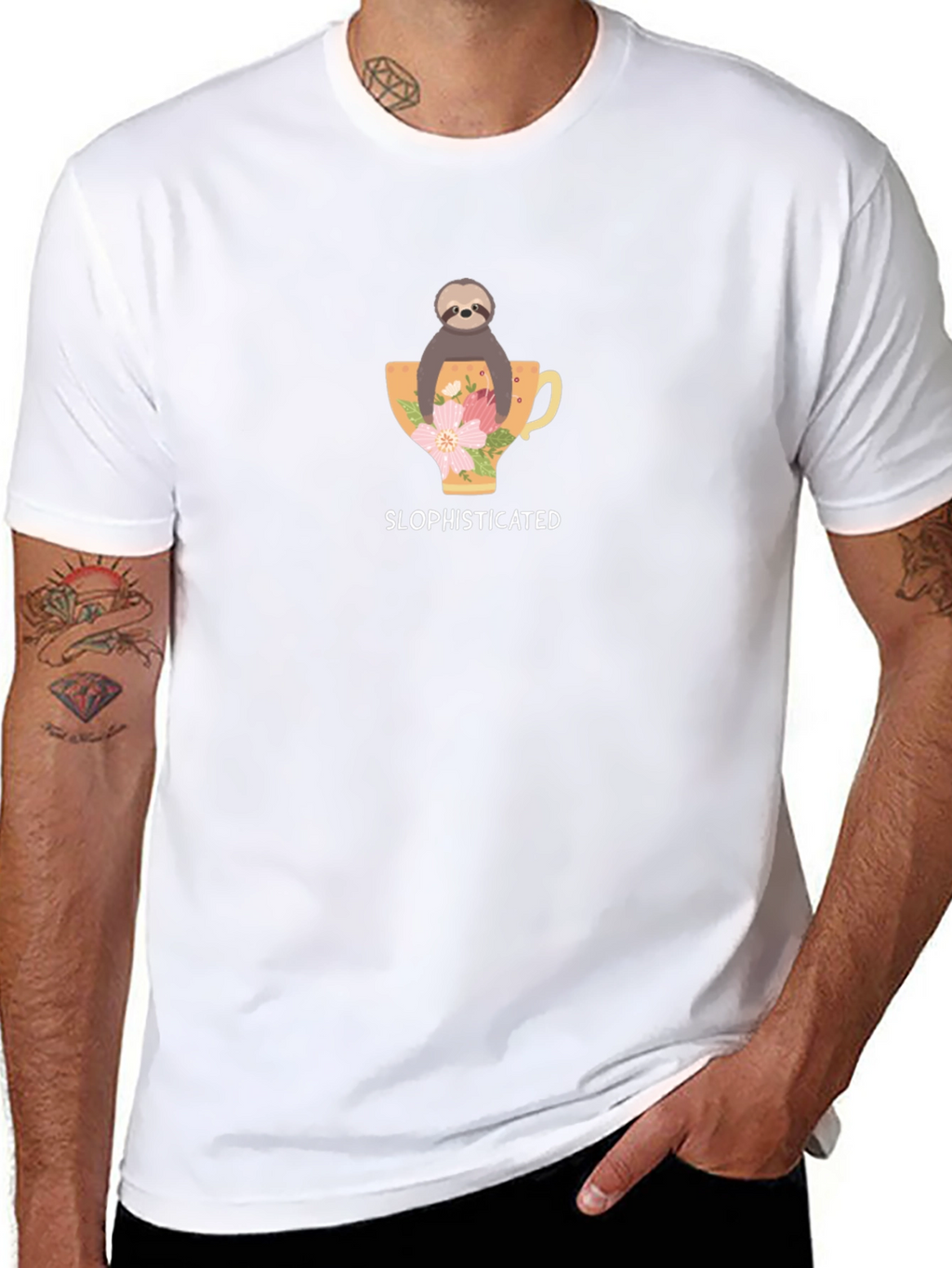 Sloth Sophisticated Black T-Shirt