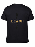 Stylish Beach Graphic Black T-Shirt