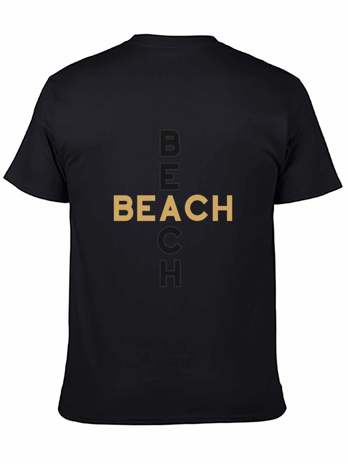 Stylish Beach Graphic Black T-Shirt