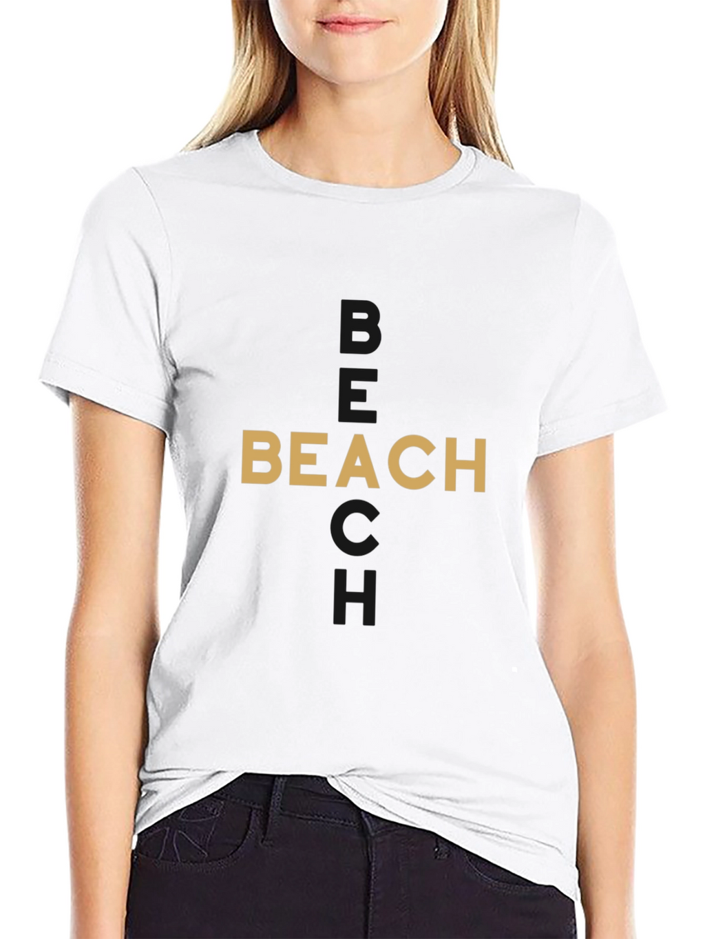 Stylish Beach Graphic Black T-Shirt