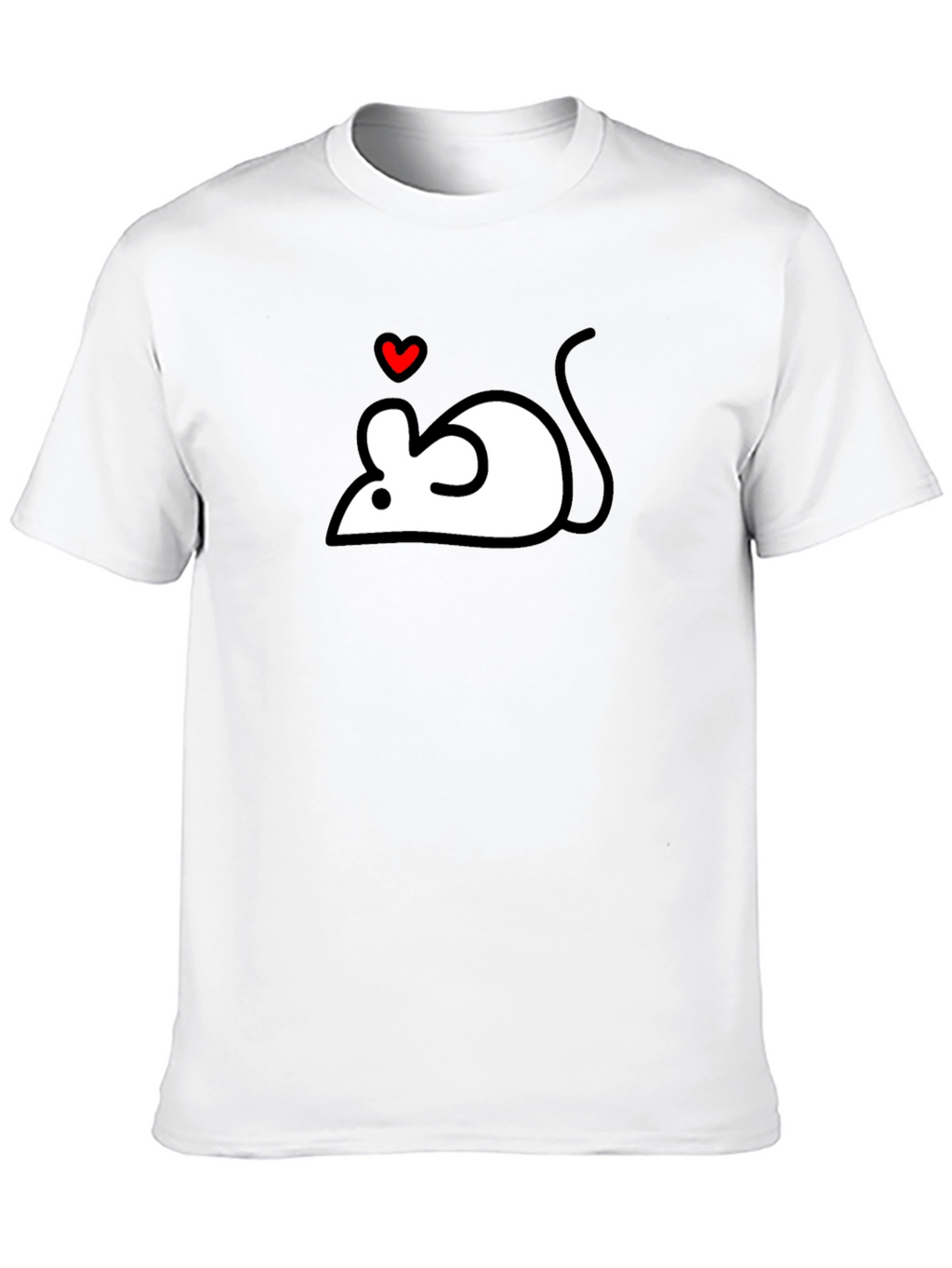 Cute Mouse Heart Graphic Black T-Shirt