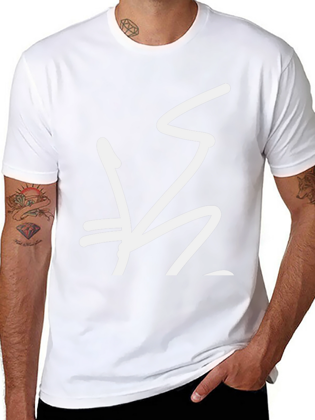 Black Graphic Tee with Abstract White Design