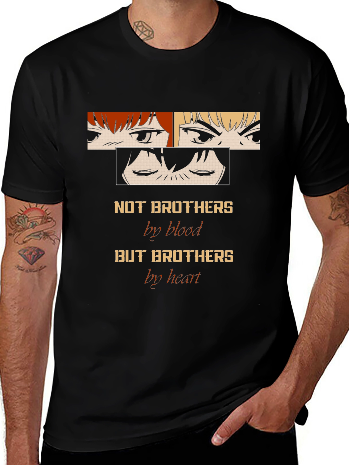 Anime Brothers Graphic Tee - Not Blood But Heart