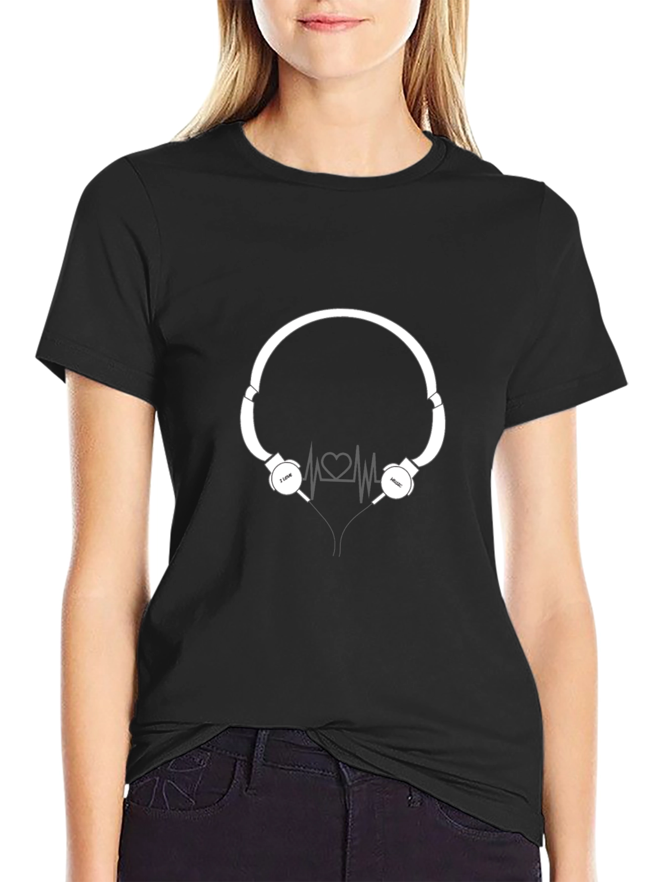 I Love Music Headphone Heartbeat T-Shirt