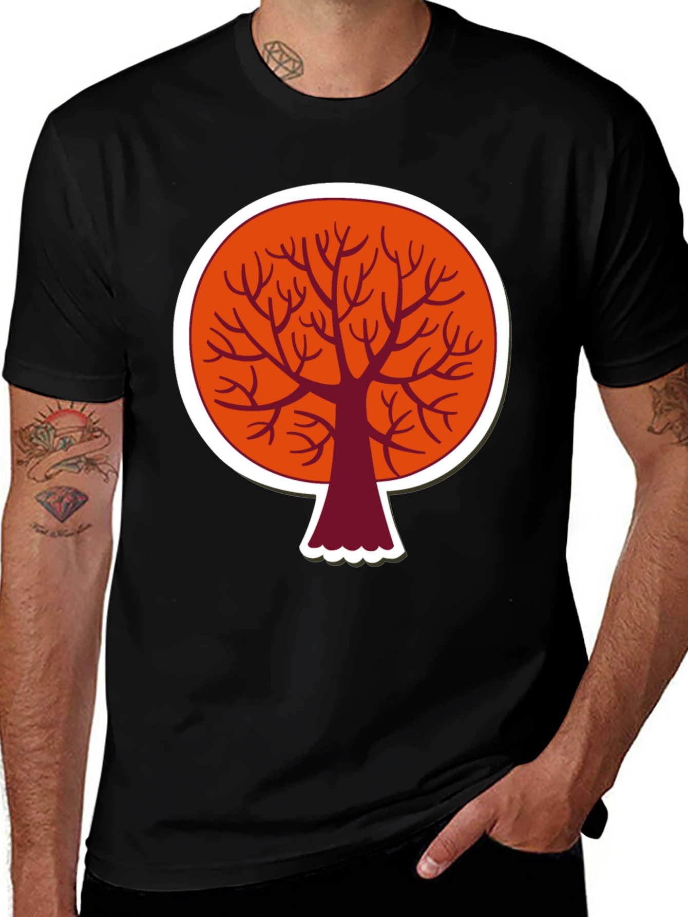 Abstract Tree Graphic T-Shirt - Modern Round Design