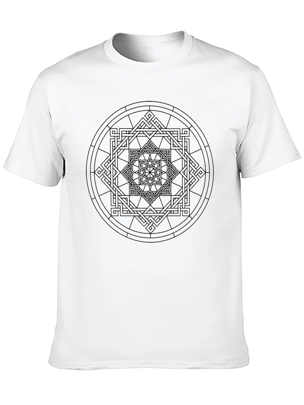 Geometric Mandala Graphic Black T-Shirt