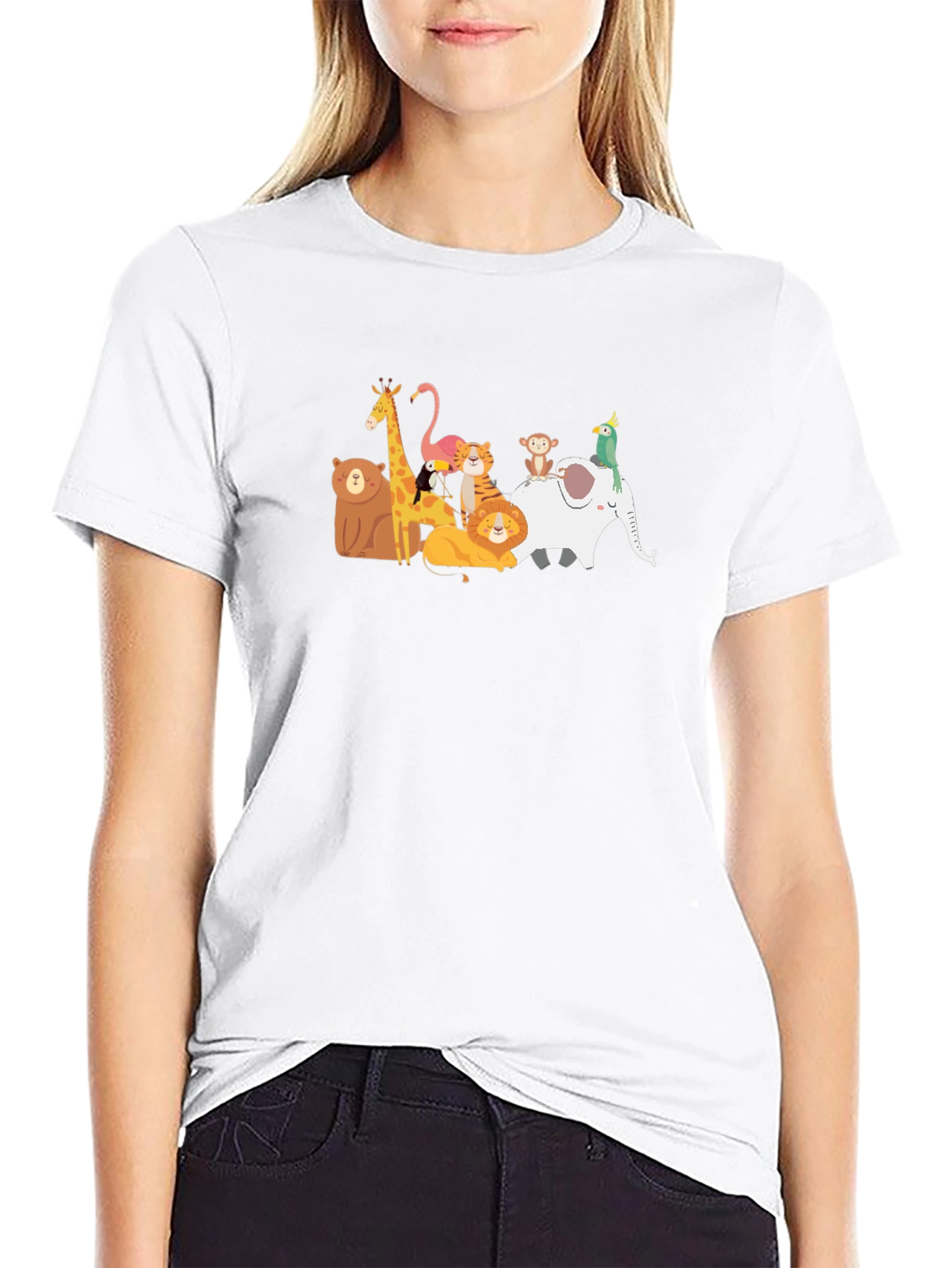 Animal Friends Black Graphic T-Shirt