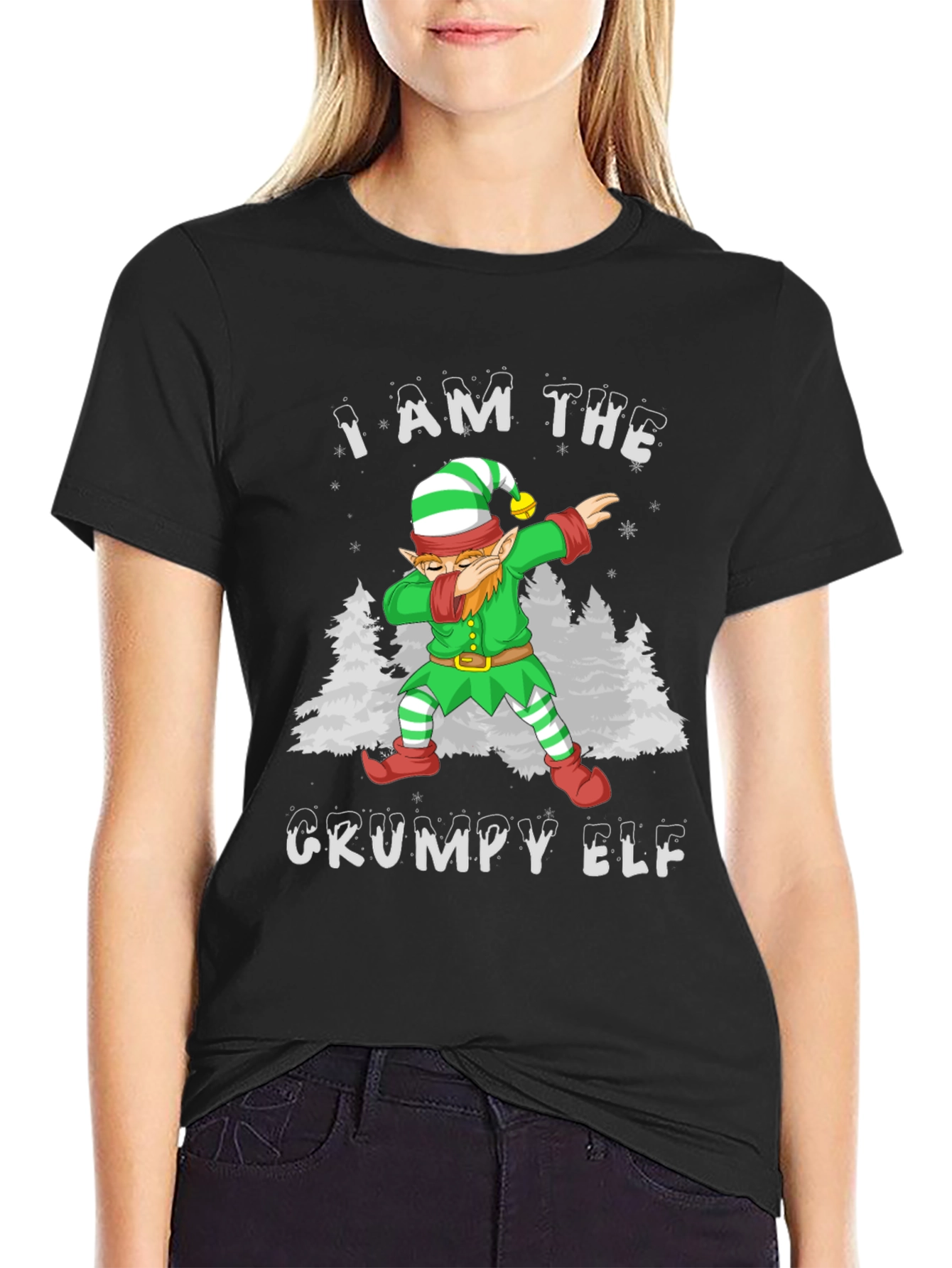 Grumpy Elf Dab T-Shirt - Holiday Christmas Tee