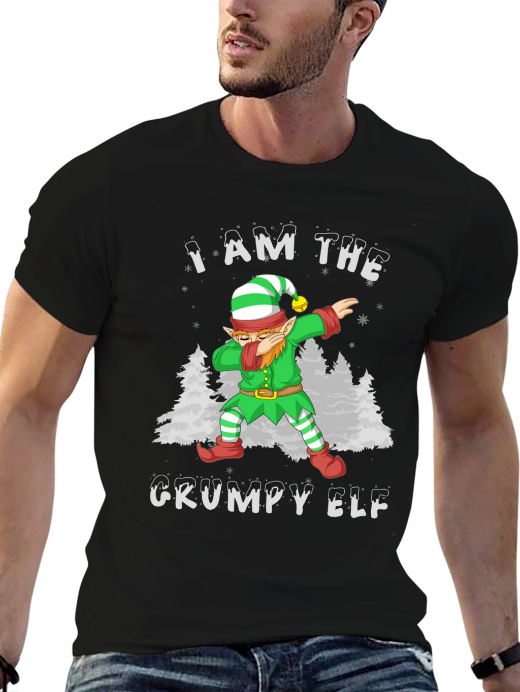 Grumpy Elf Dab T-Shirt - Holiday Christmas Tee