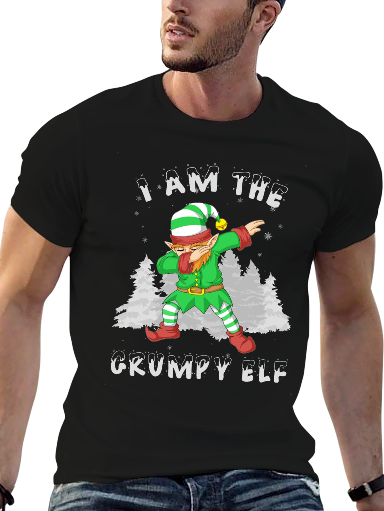 Grumpy Elf Dab T-Shirt - Holiday Christmas Tee