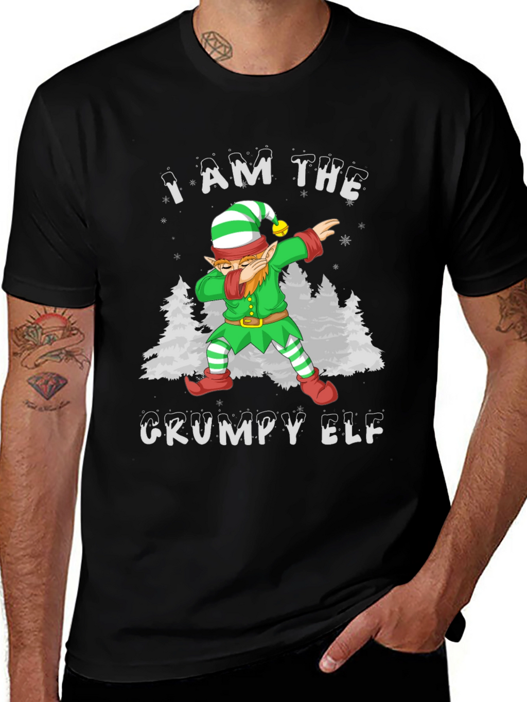 Grumpy Elf Dab T-Shirt - Holiday Christmas Tee