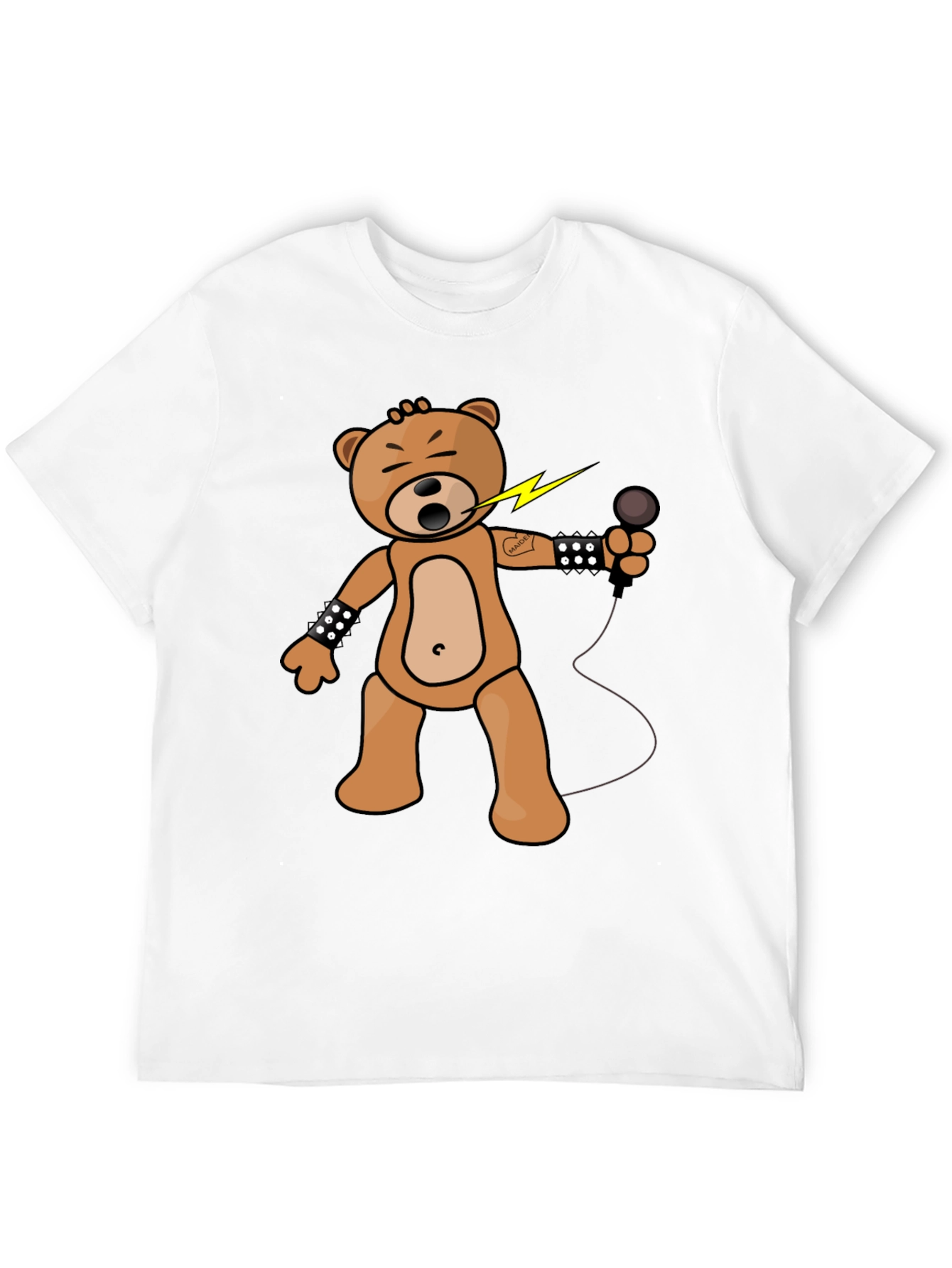 Rocker Bear Graphic Tee - Black Cotton Comfort