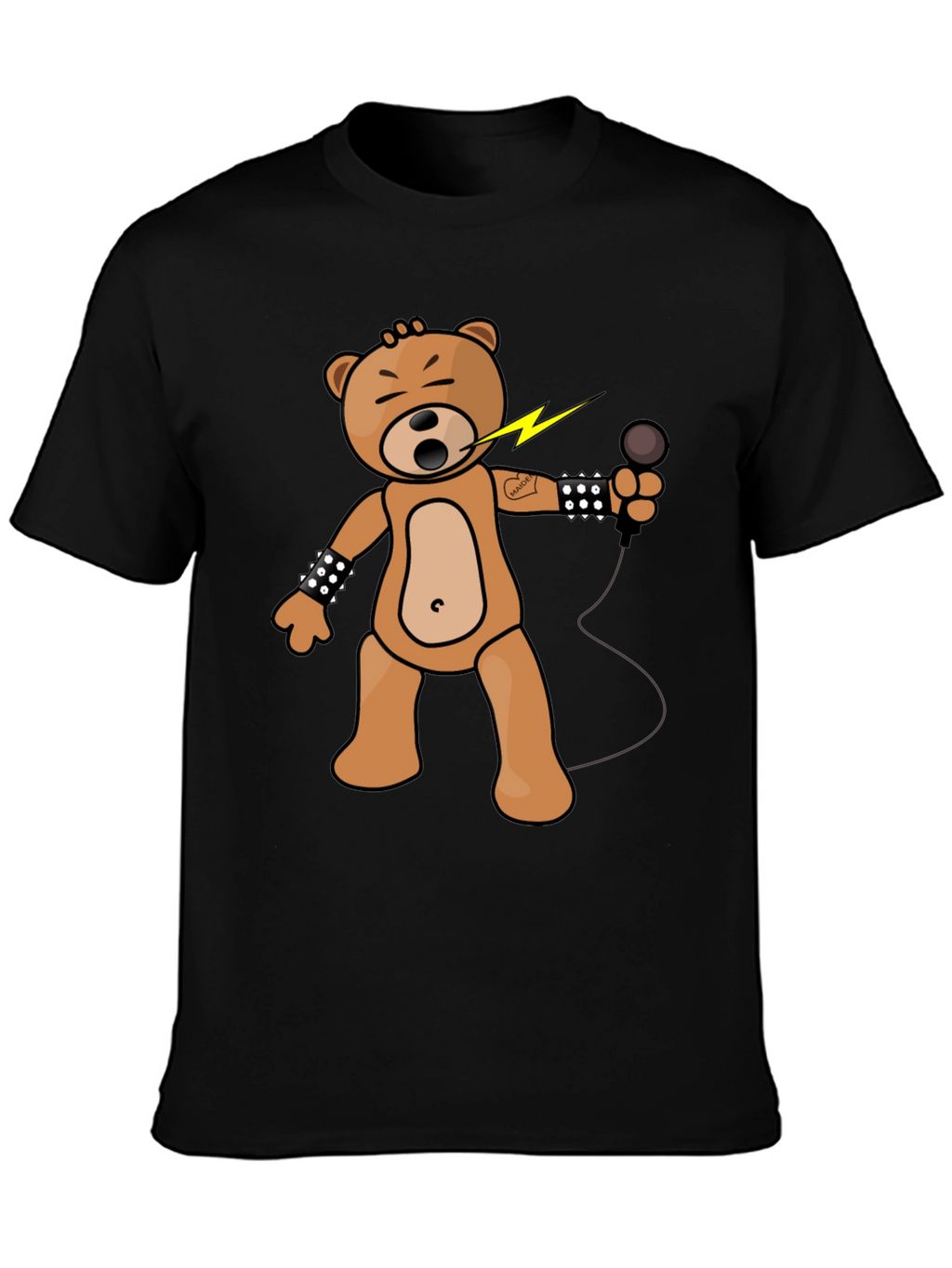 Rocker Bear Graphic Tee - Black Cotton Comfort