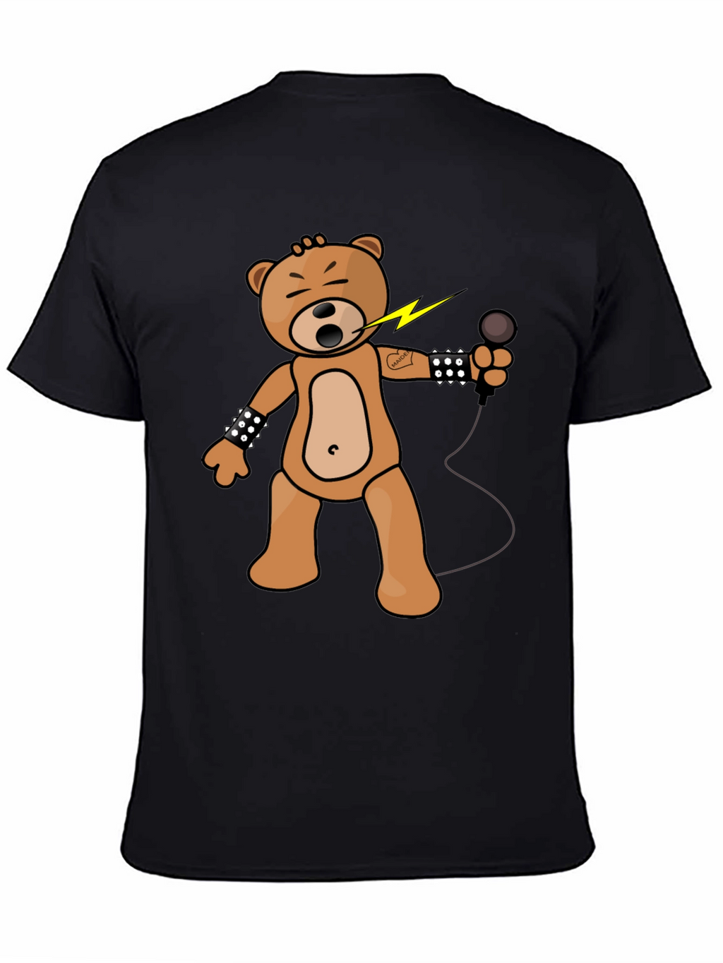 Rocker Bear Graphic Tee - Black Cotton Comfort