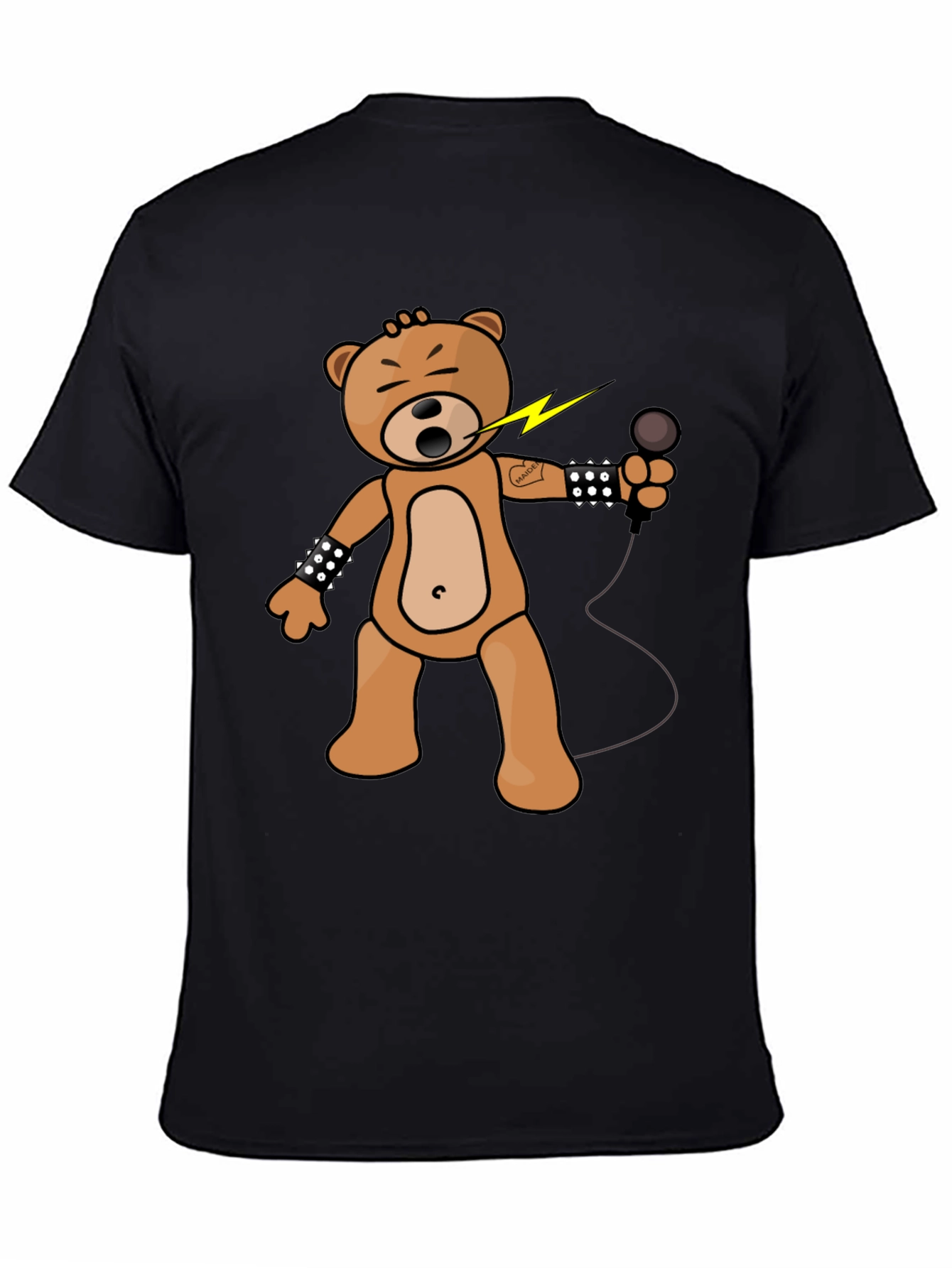 Rocker Bear Graphic Tee - Black Cotton Comfort