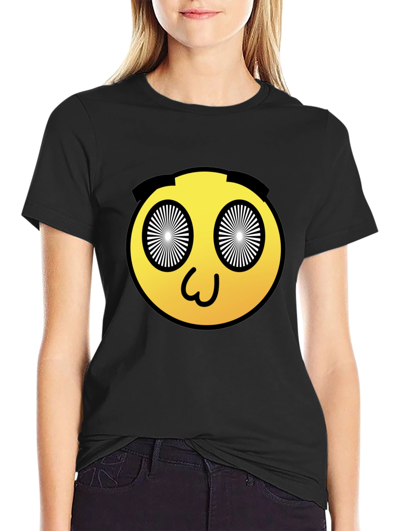 Hypnotic Emoji Graphic Black T-Shirt
