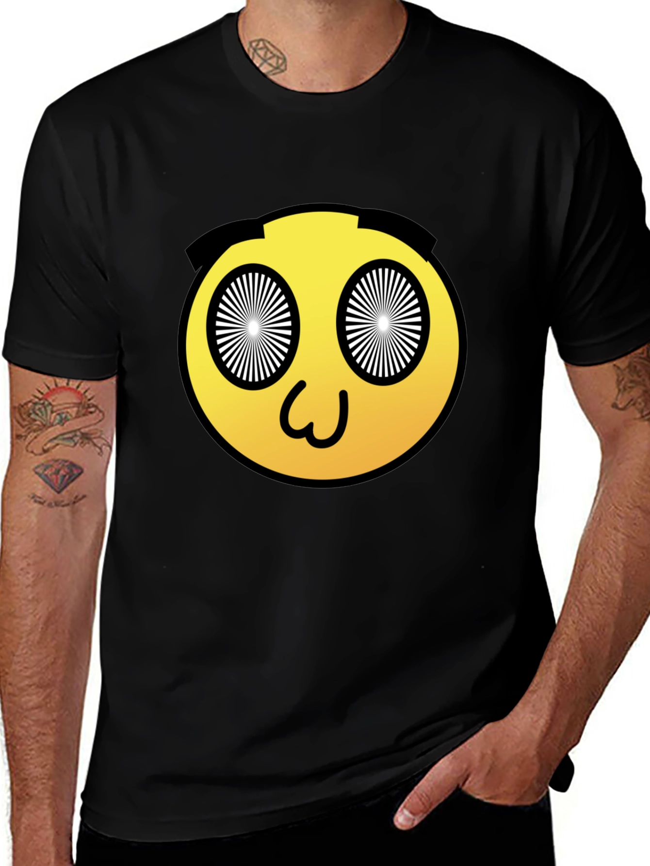 Hypnotic Emoji Graphic Black T-Shirt