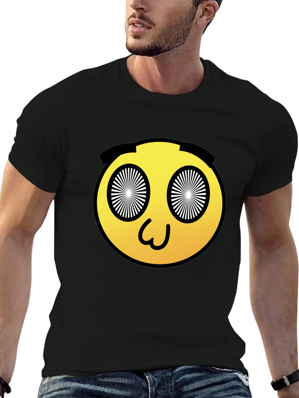 Hypnotic Emoji Graphic Black T-Shirt