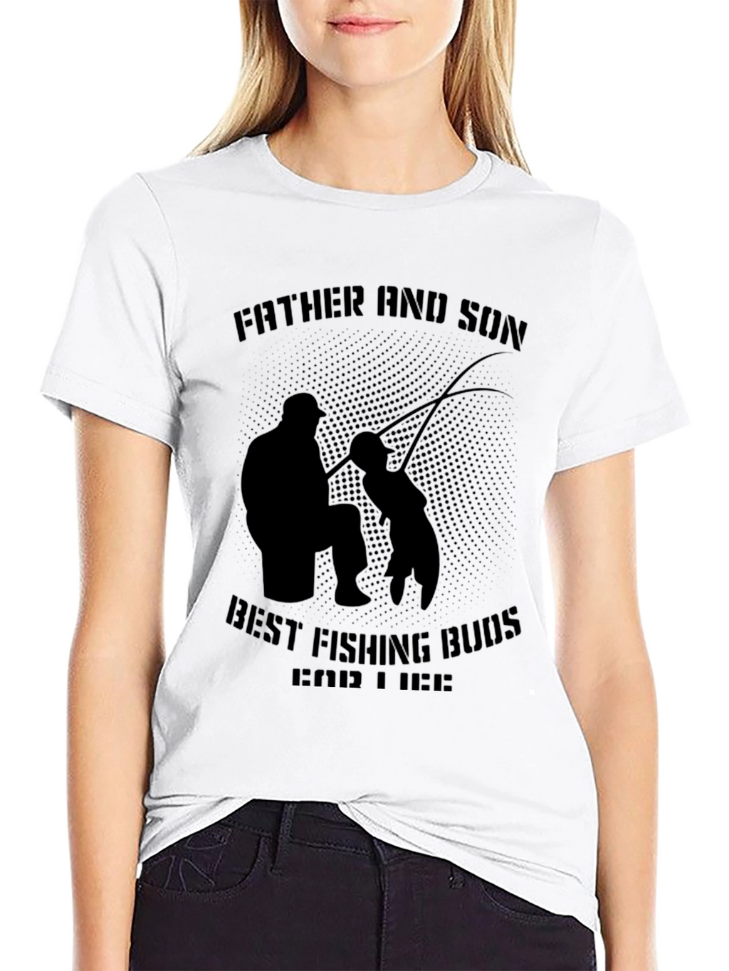 Father & Son Fishing Buddies Black T-Shirt