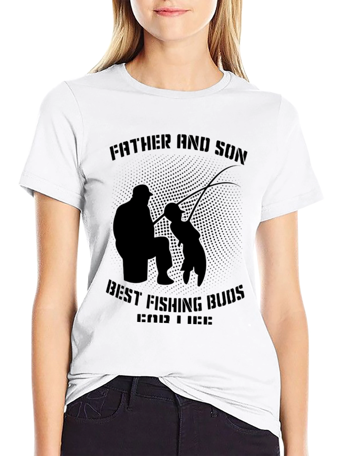 Father & Son Fishing Buddies Black T-Shirt