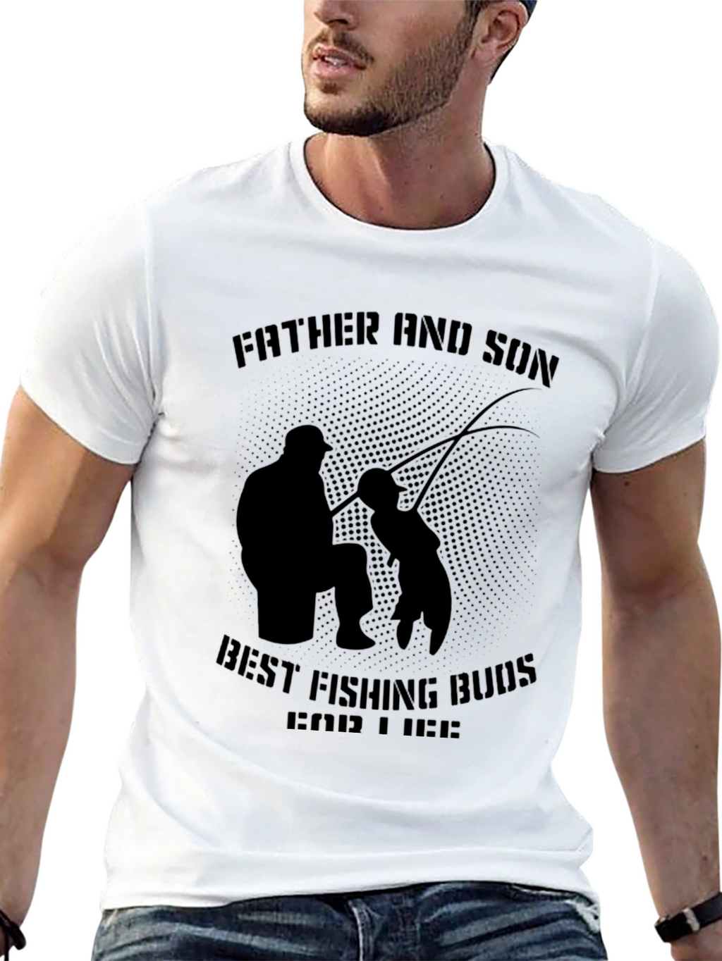 Father & Son Fishing Buddies Black T-Shirt