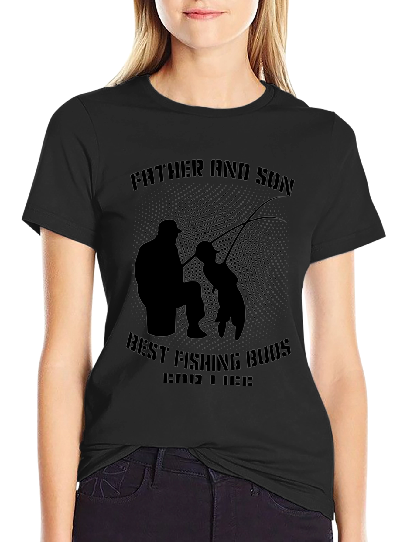 Father & Son Fishing Buddies Black T-Shirt