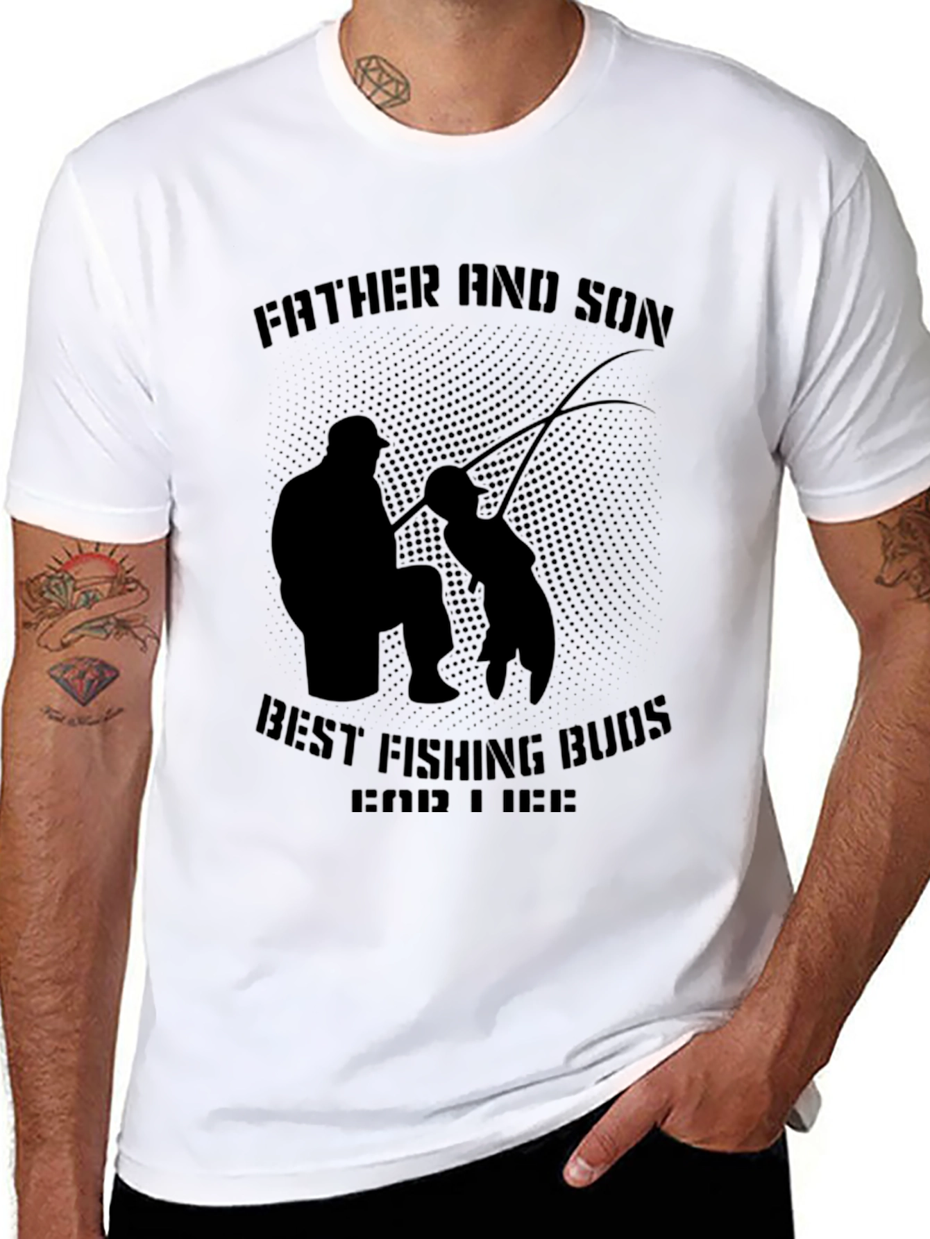 Father & Son Fishing Buddies Black T-Shirt