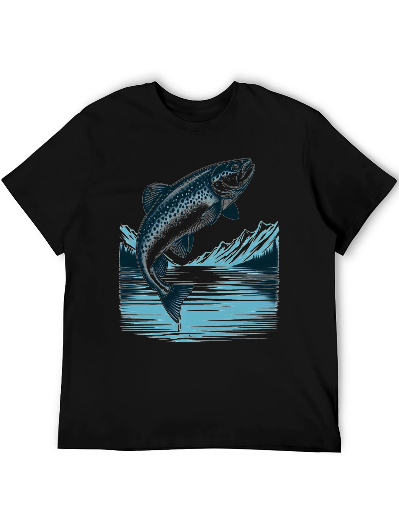 Trout Graphic Tee - Black Cotton T-Shirt