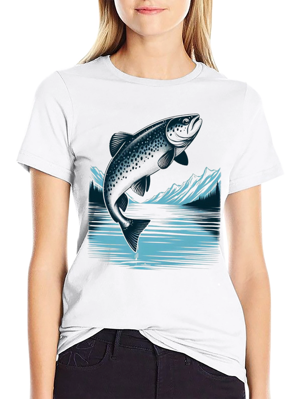 Trout Graphic Tee - Black Cotton T-Shirt