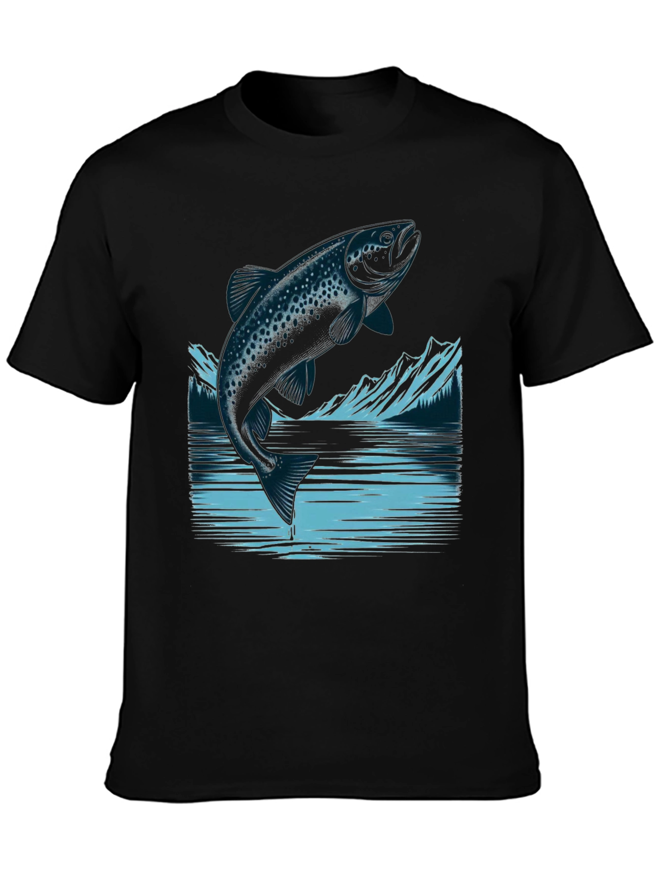 Trout Graphic Tee - Black Cotton T-Shirt