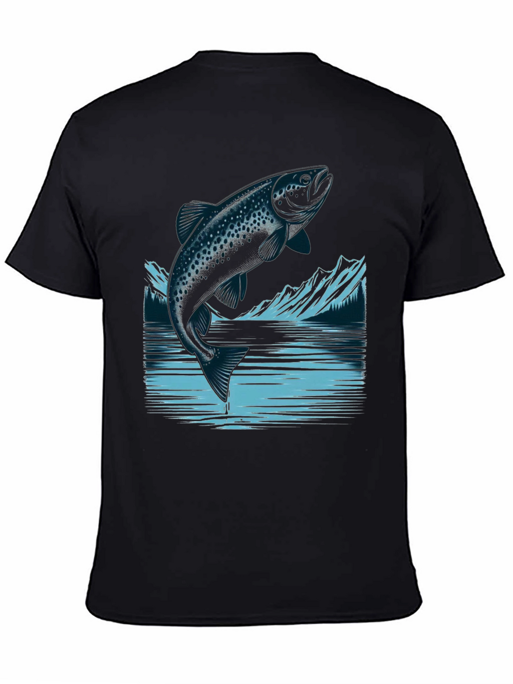 Trout Graphic Tee - Black Cotton T-Shirt