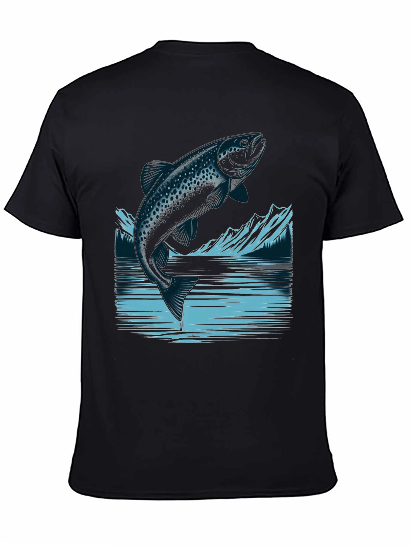 Trout Graphic Tee - Black Cotton T-Shirt