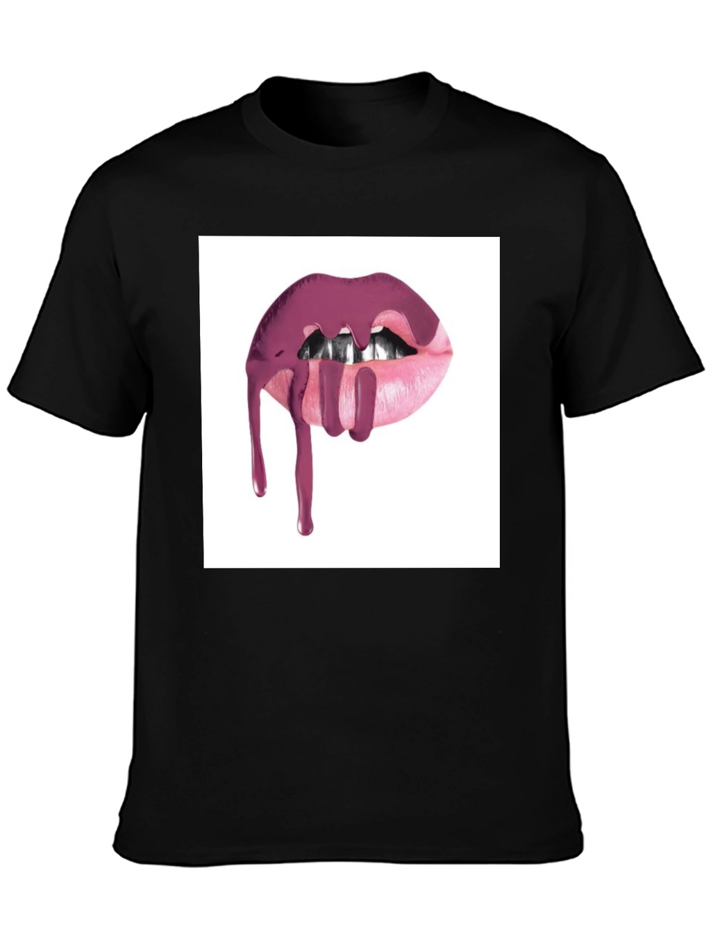 Lips Dripping Black T-Shirt - Modern Graphic Tee