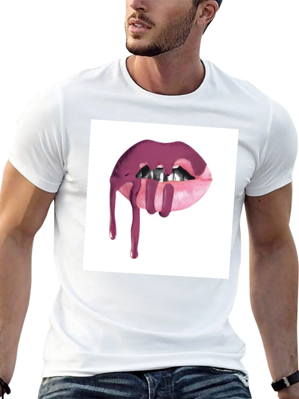 Lips Dripping Black T-Shirt - Modern Graphic Tee