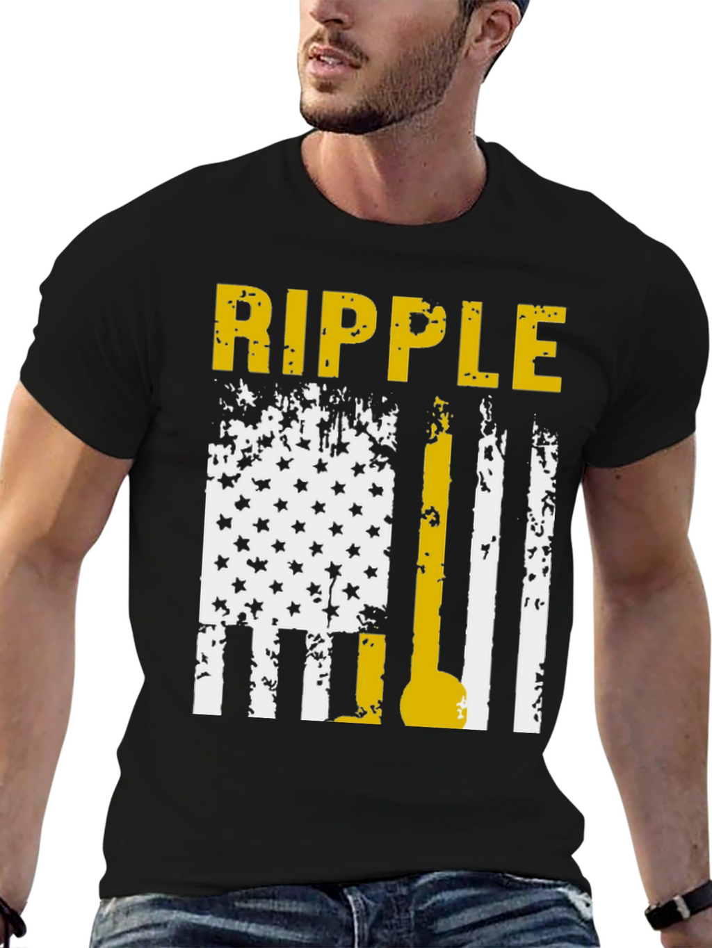 Ripple T-Shirt: Distressed American Flag Design