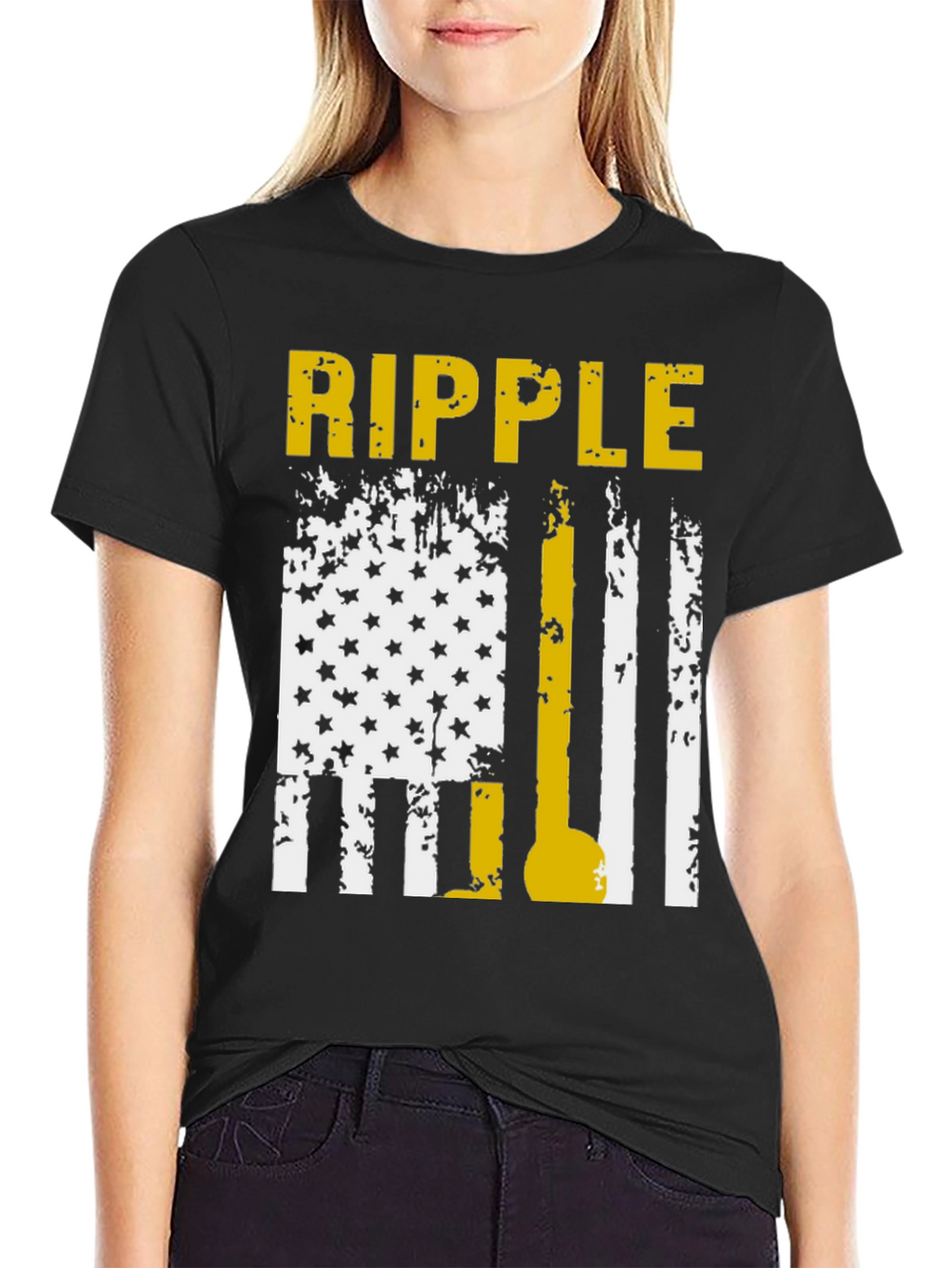 Ripple T-Shirt: Distressed American Flag Design