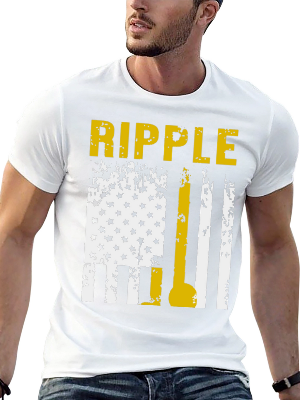 Ripple T-Shirt: Distressed American Flag Design