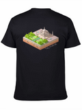 Taj Mahal Isometric Art Black T-Shirt