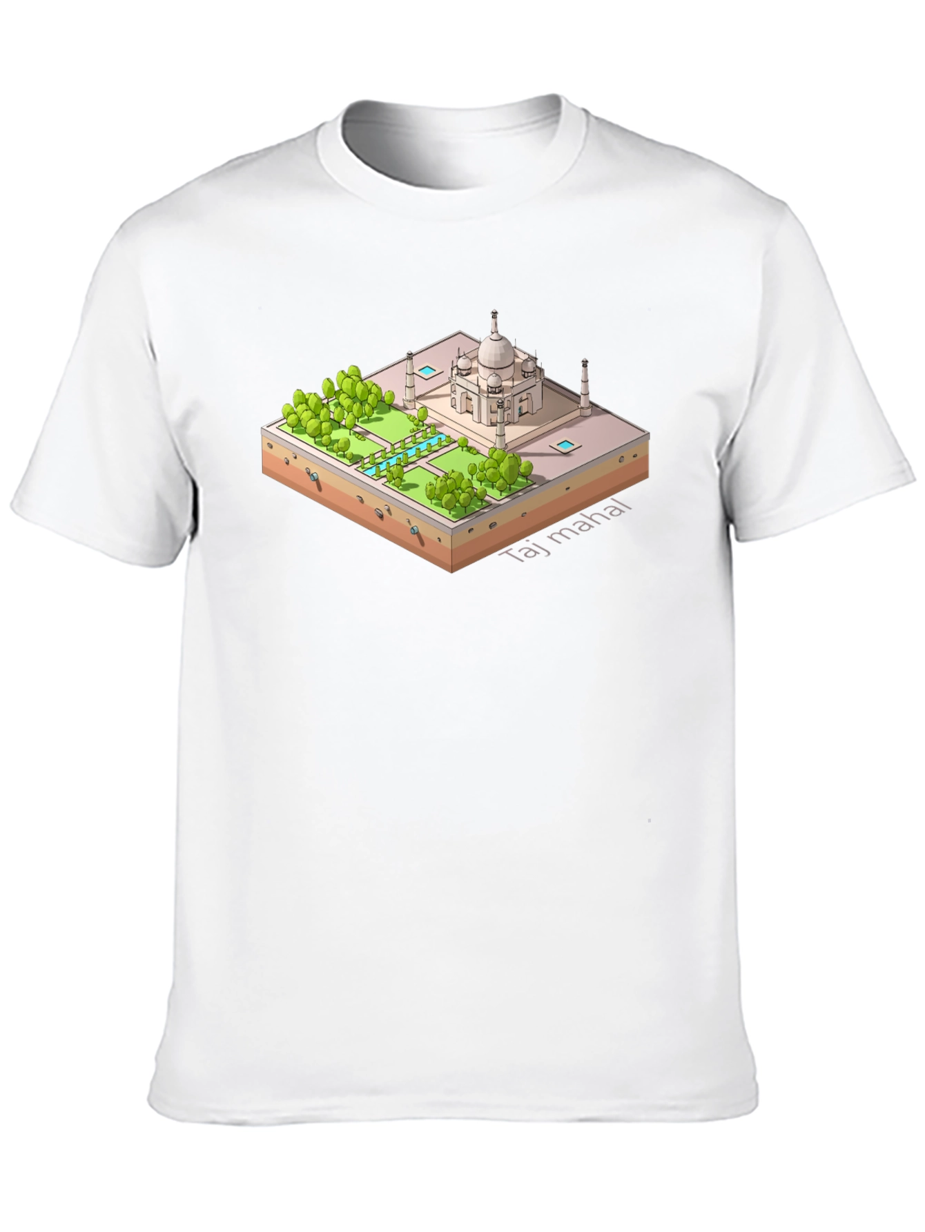 Taj Mahal Isometric Art Black T-Shirt