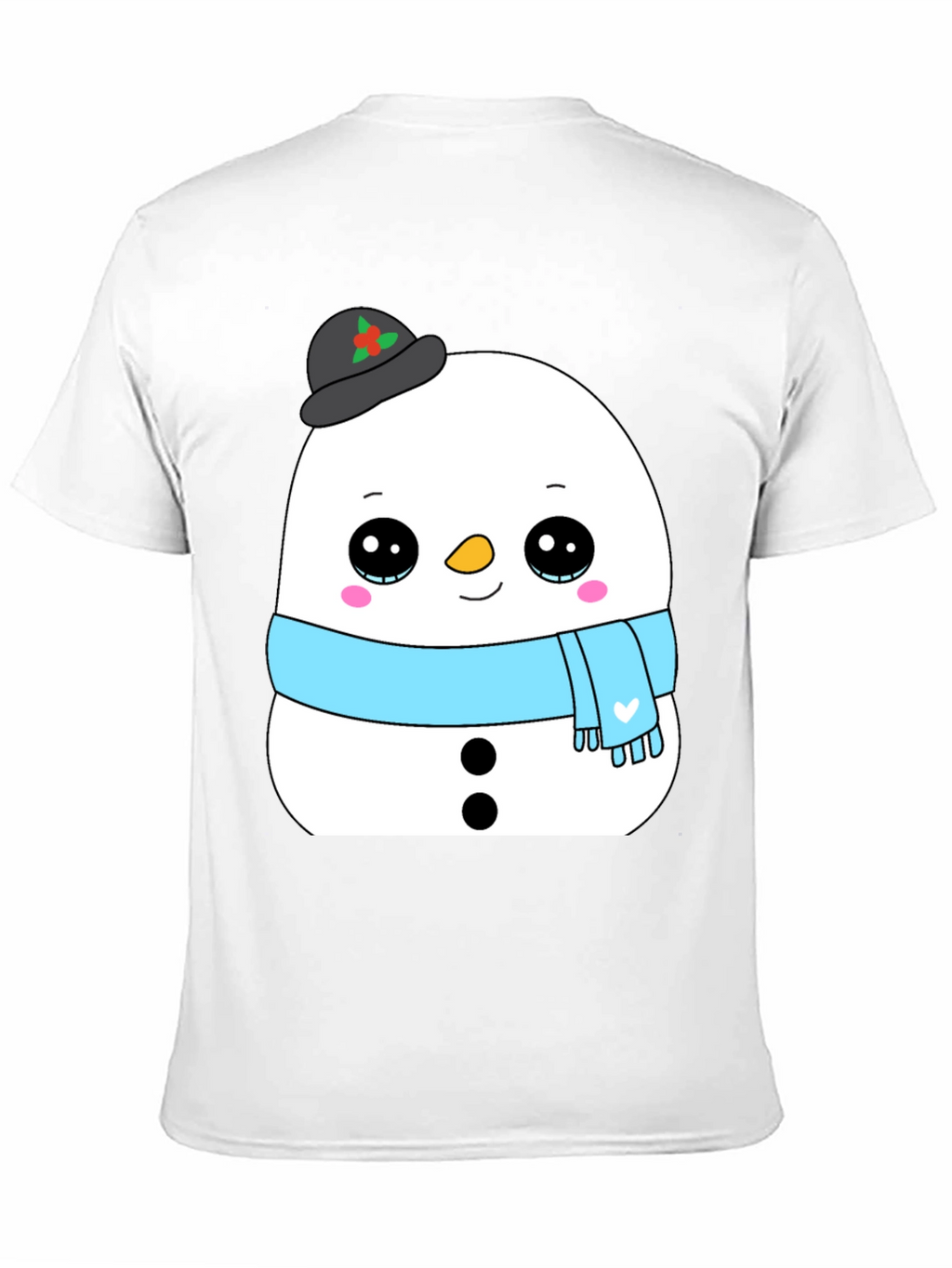 Cute Snowman Graphic Tee - Black Holiday Shirt