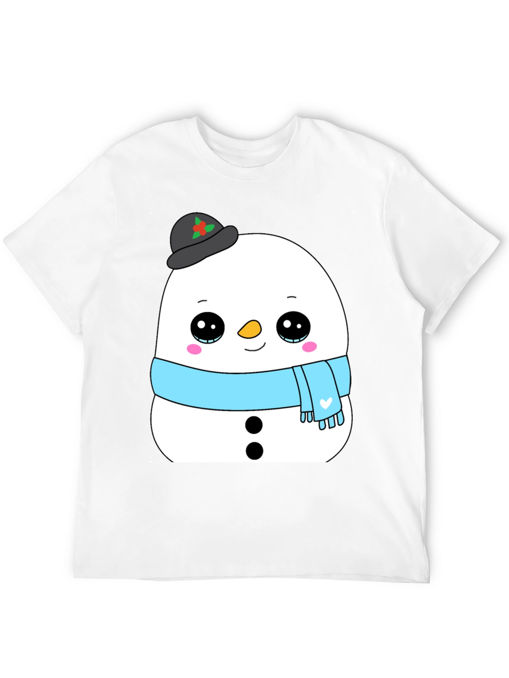 Cute Snowman Graphic Tee - Black Holiday Shirt