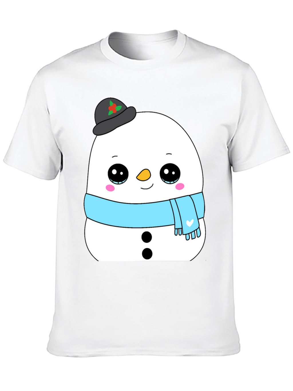 Cute Snowman Graphic Tee - Black Holiday Shirt